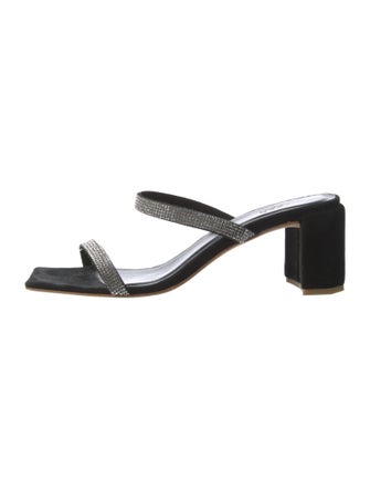 By Far Suede Crystal Embellishments Slides