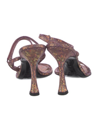 By Far Leather Polka Dot Print Slingback Sandals