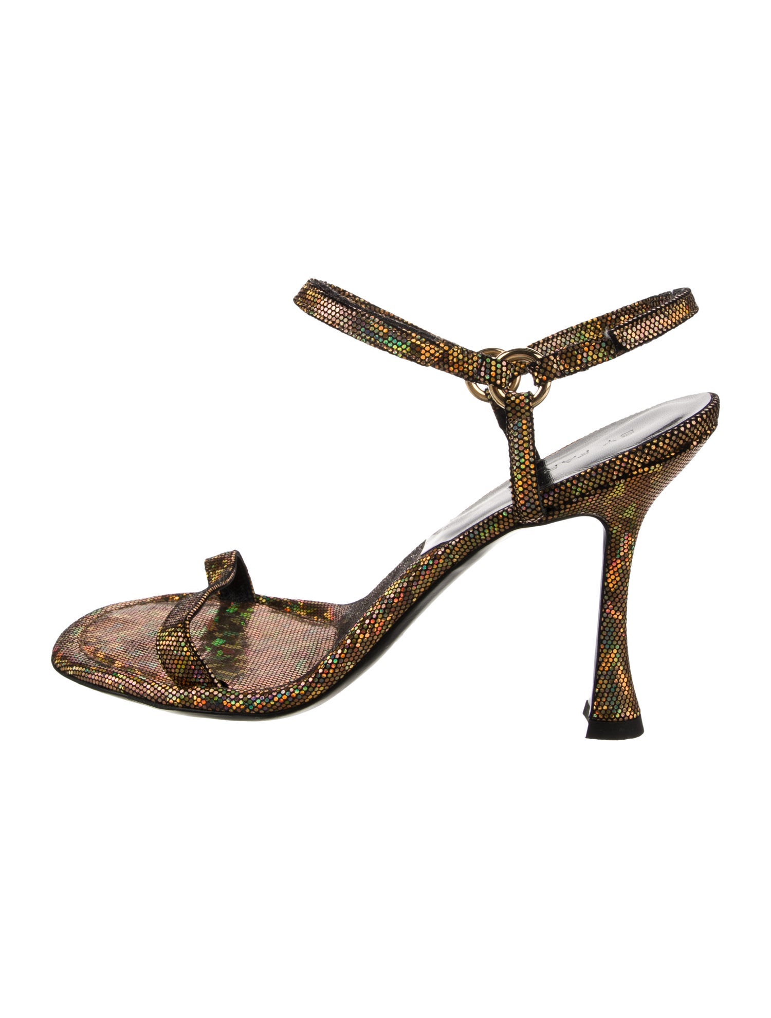 By Far Leather Animal Print Sandals