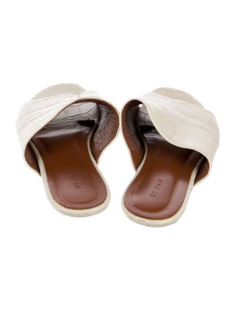 By Far Embossed Leather Mules