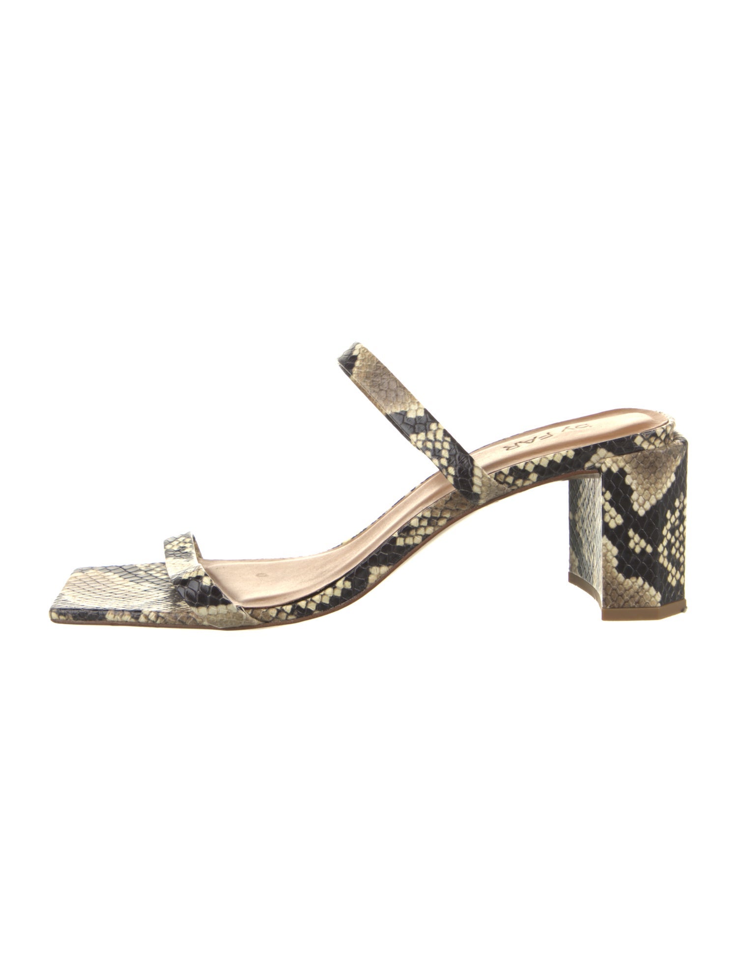 By Far Leather Animal Print Sandals