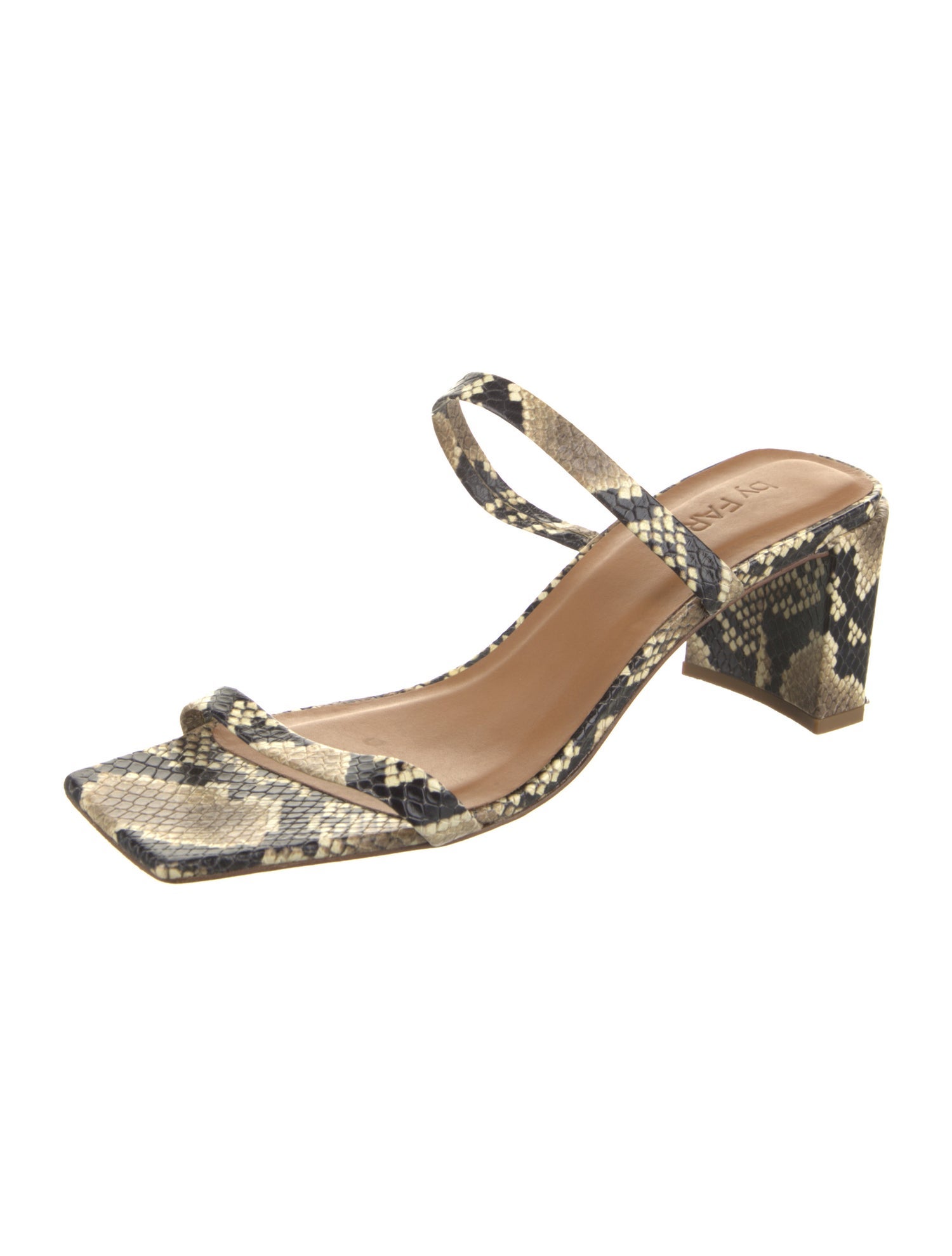 By Far Leather Animal Print Sandals