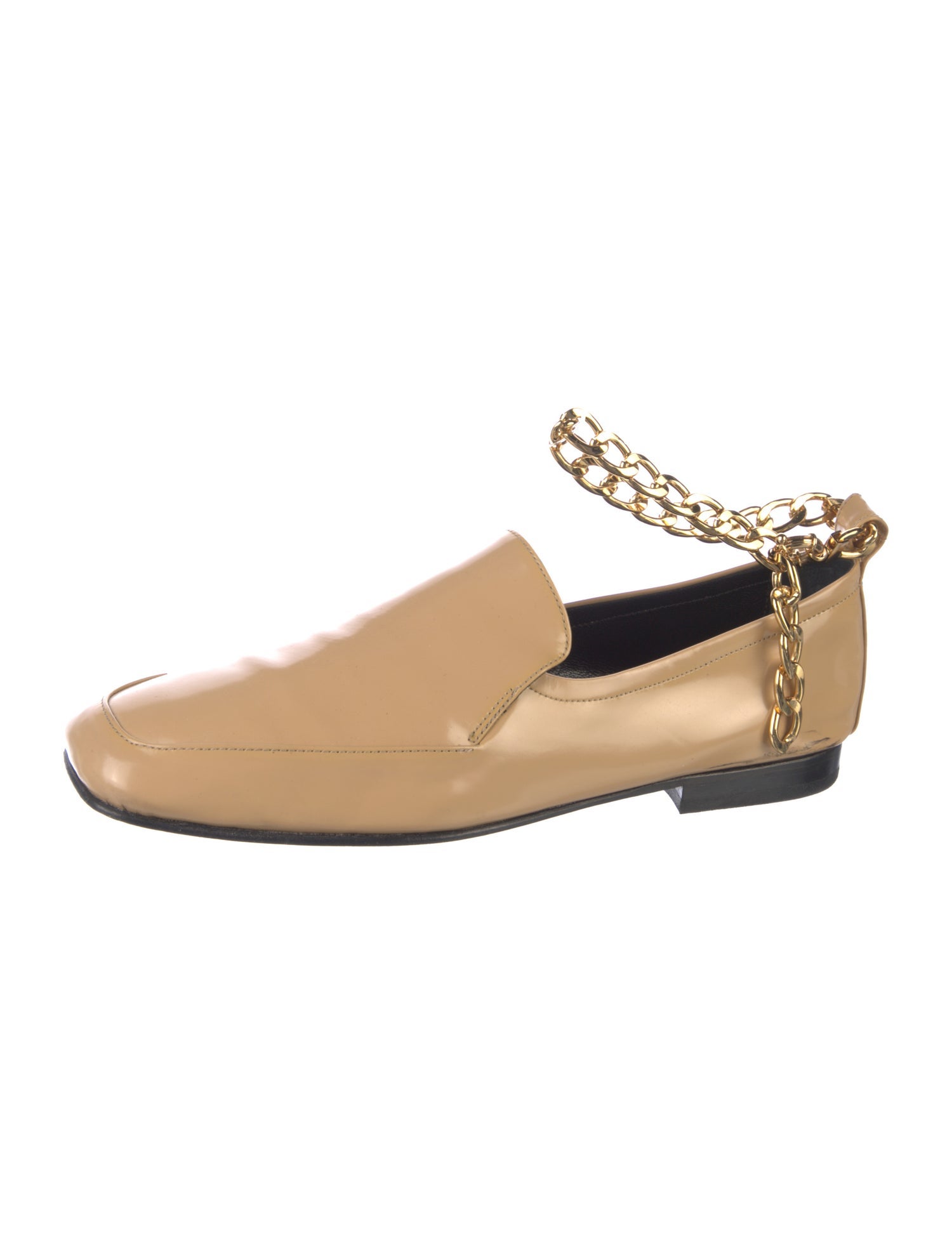 By Far Patent Leather Chain-Link Accents Loafers