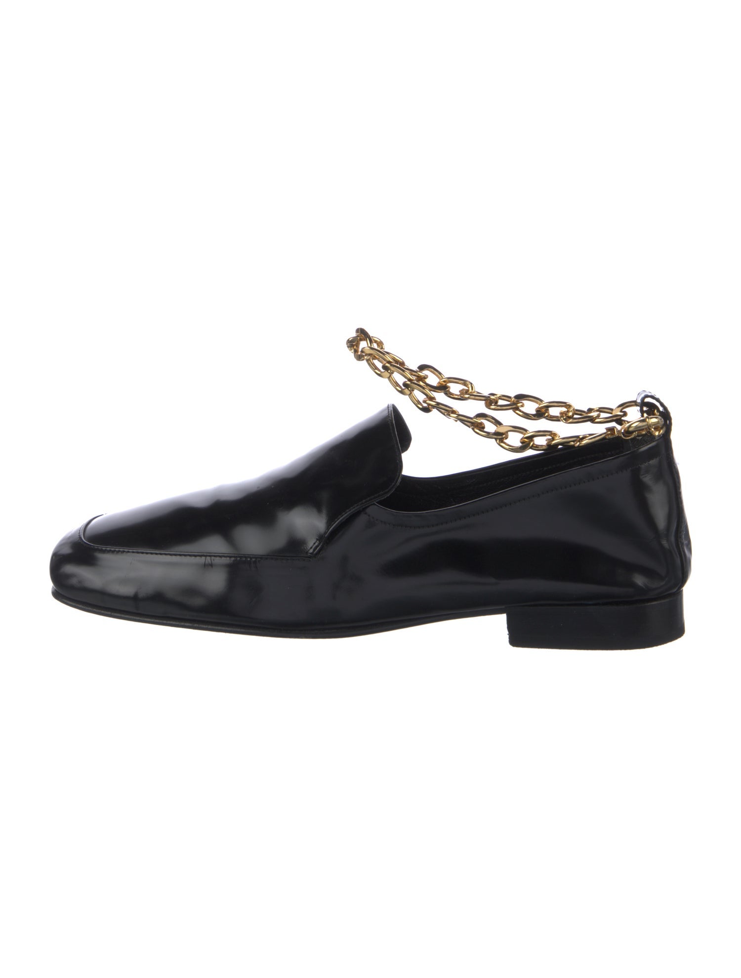 By Far Patent Leather Chain-Link Accents Loafers