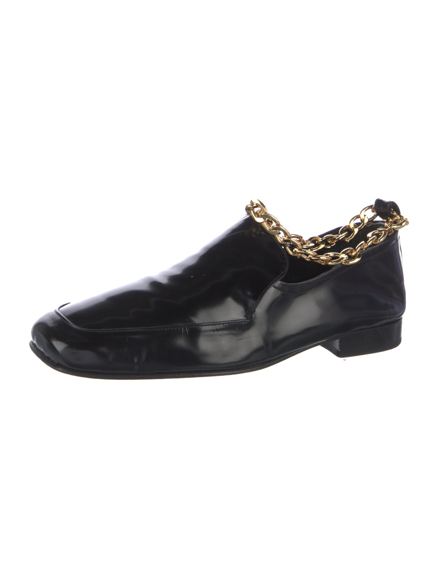 By Far Patent Leather Chain-Link Accents Loafers
