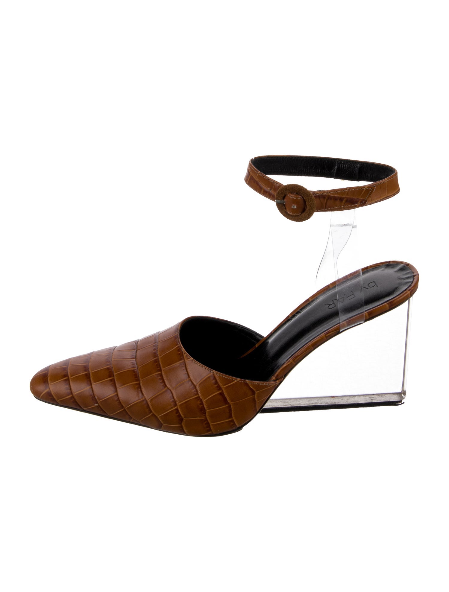 By Far Leather Animal Print Pumps