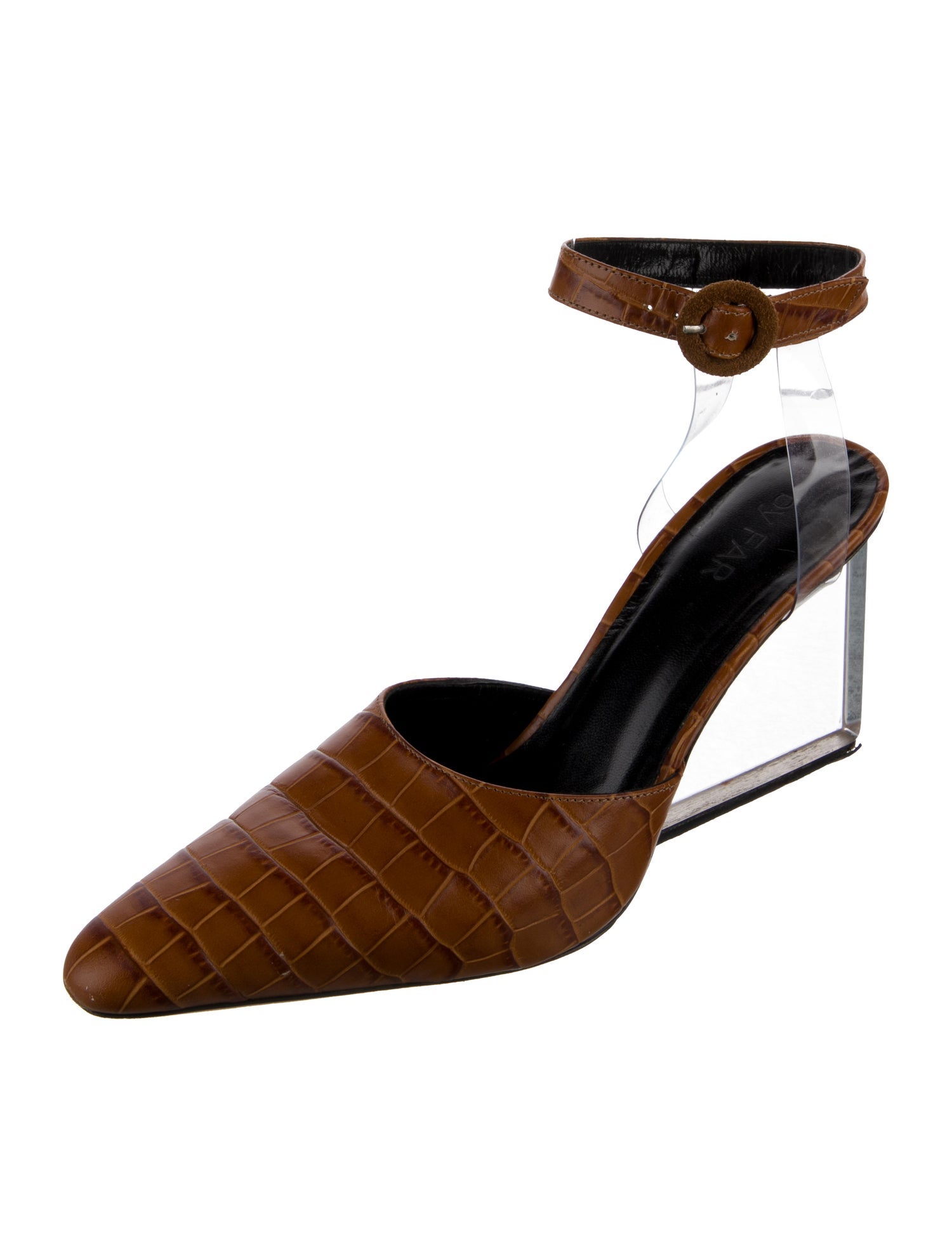 By Far Leather Animal Print Pumps