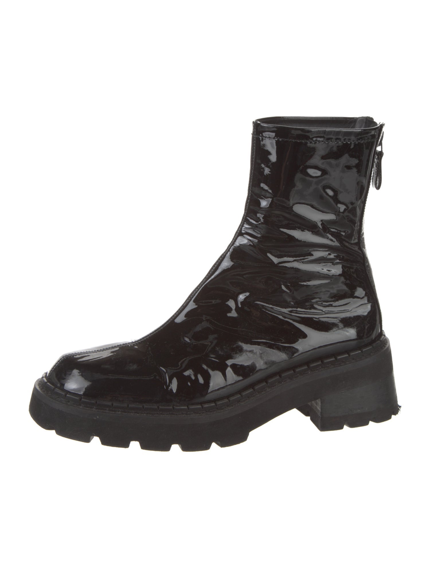 By Far Patent Leather Combat Boots
