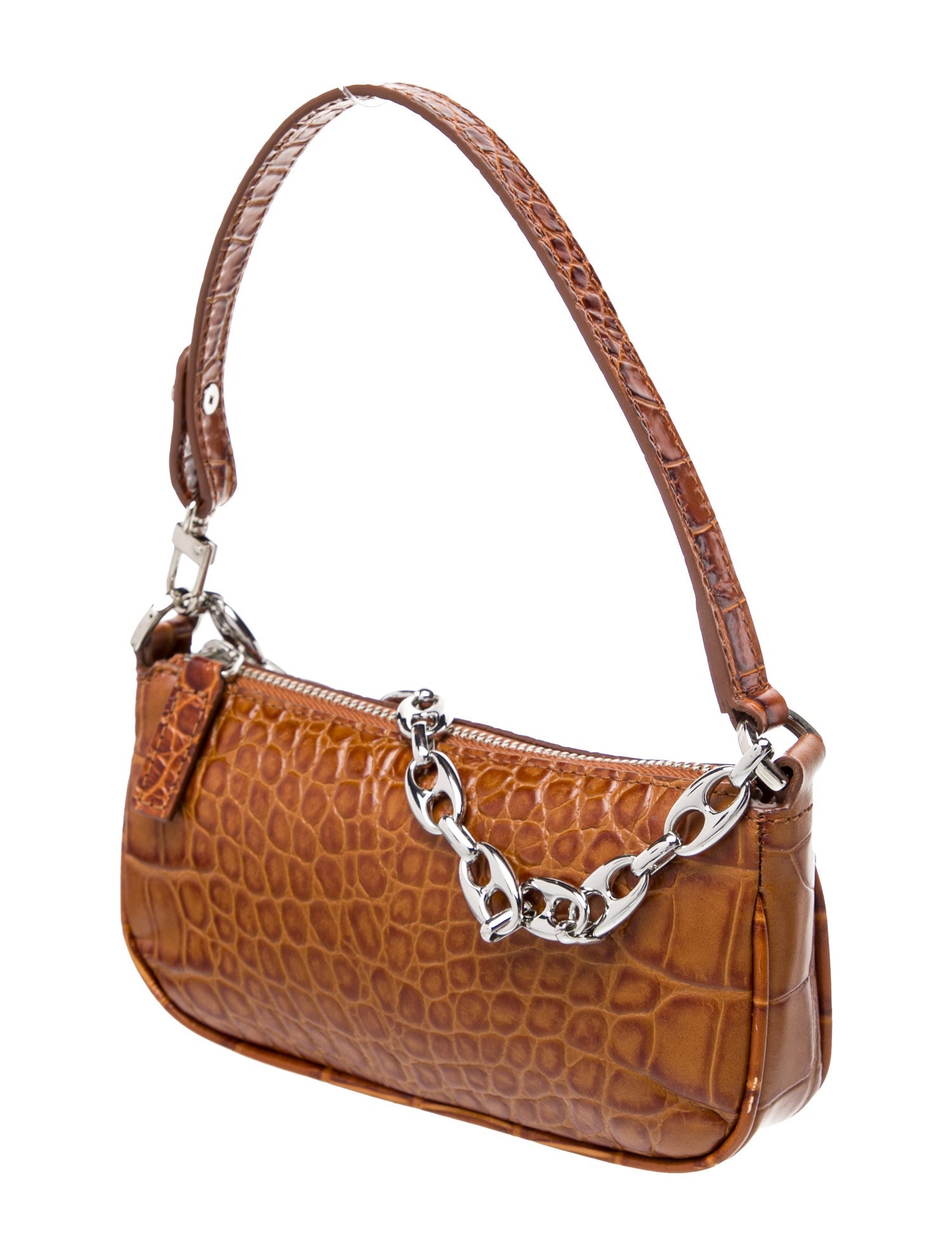 By Far Embossed Leather Top Handle Bag