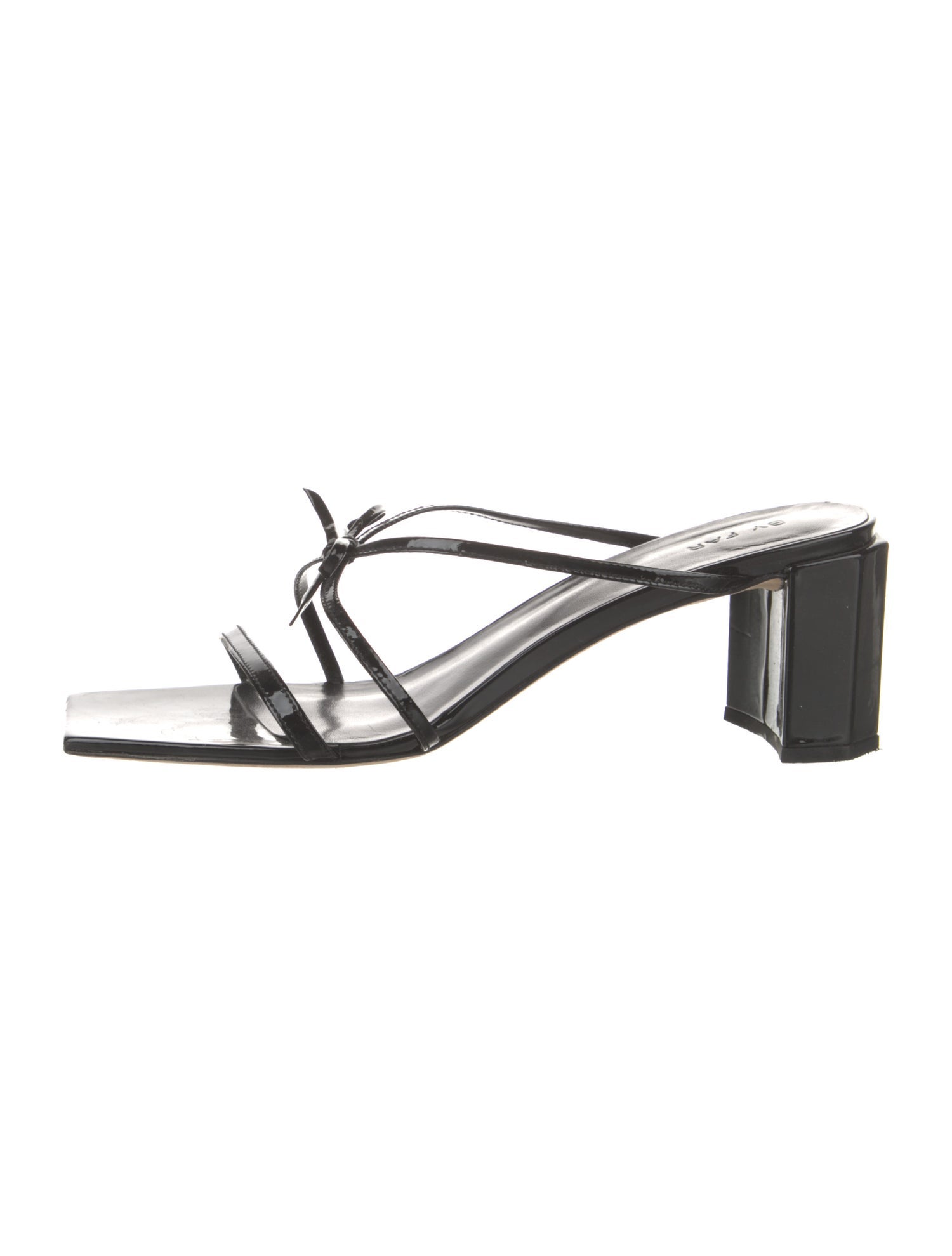 By Far Leather Bow Accents Slides