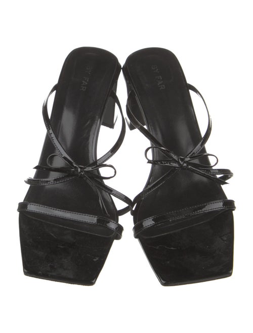 By Far Leather Bow Accents Slides