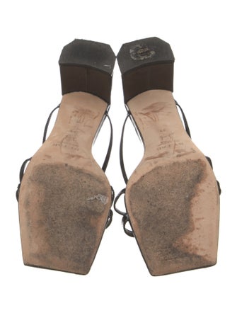 By Far Leather Bow Accents Slides