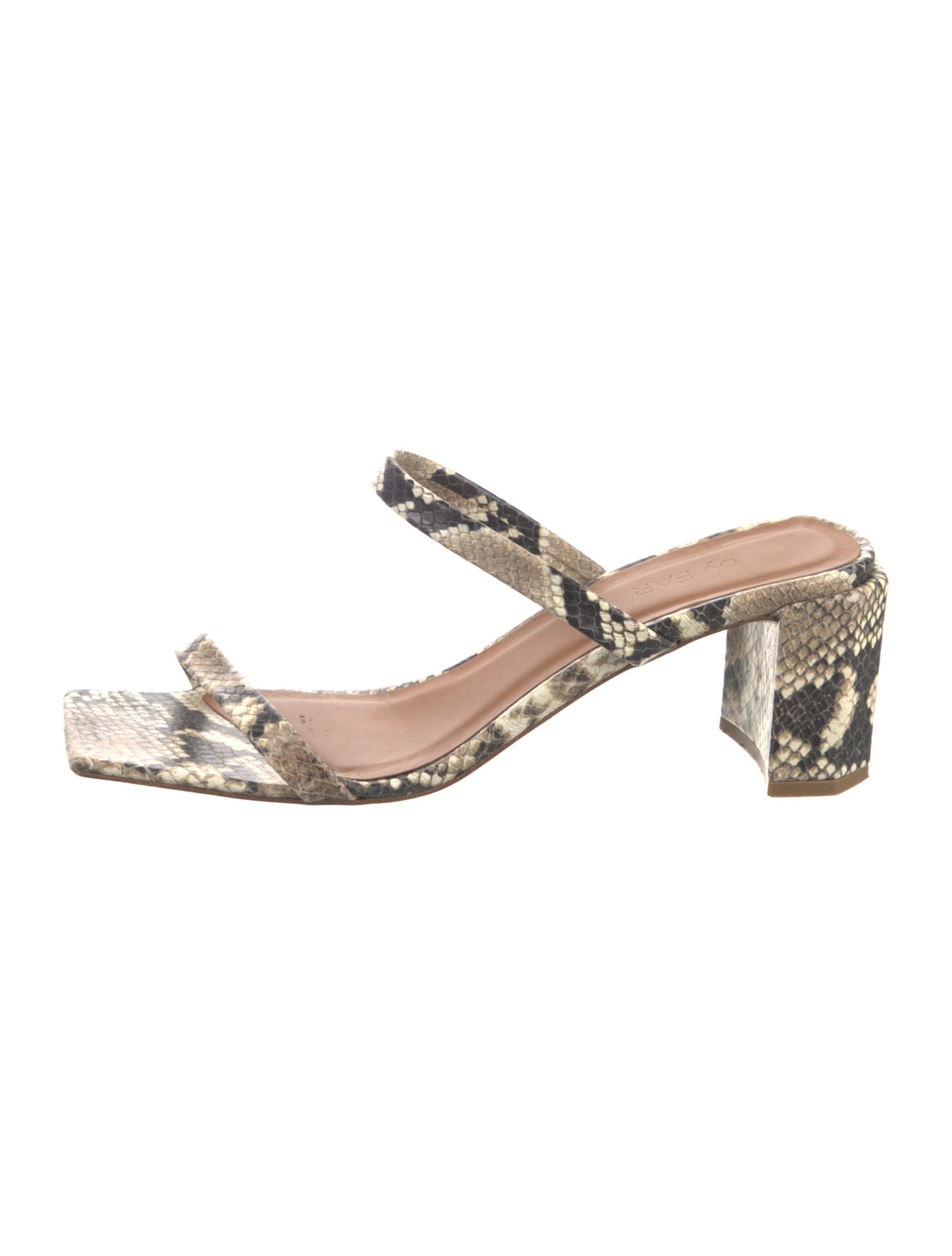 By Far Embossed Leather Animal Print Sandals