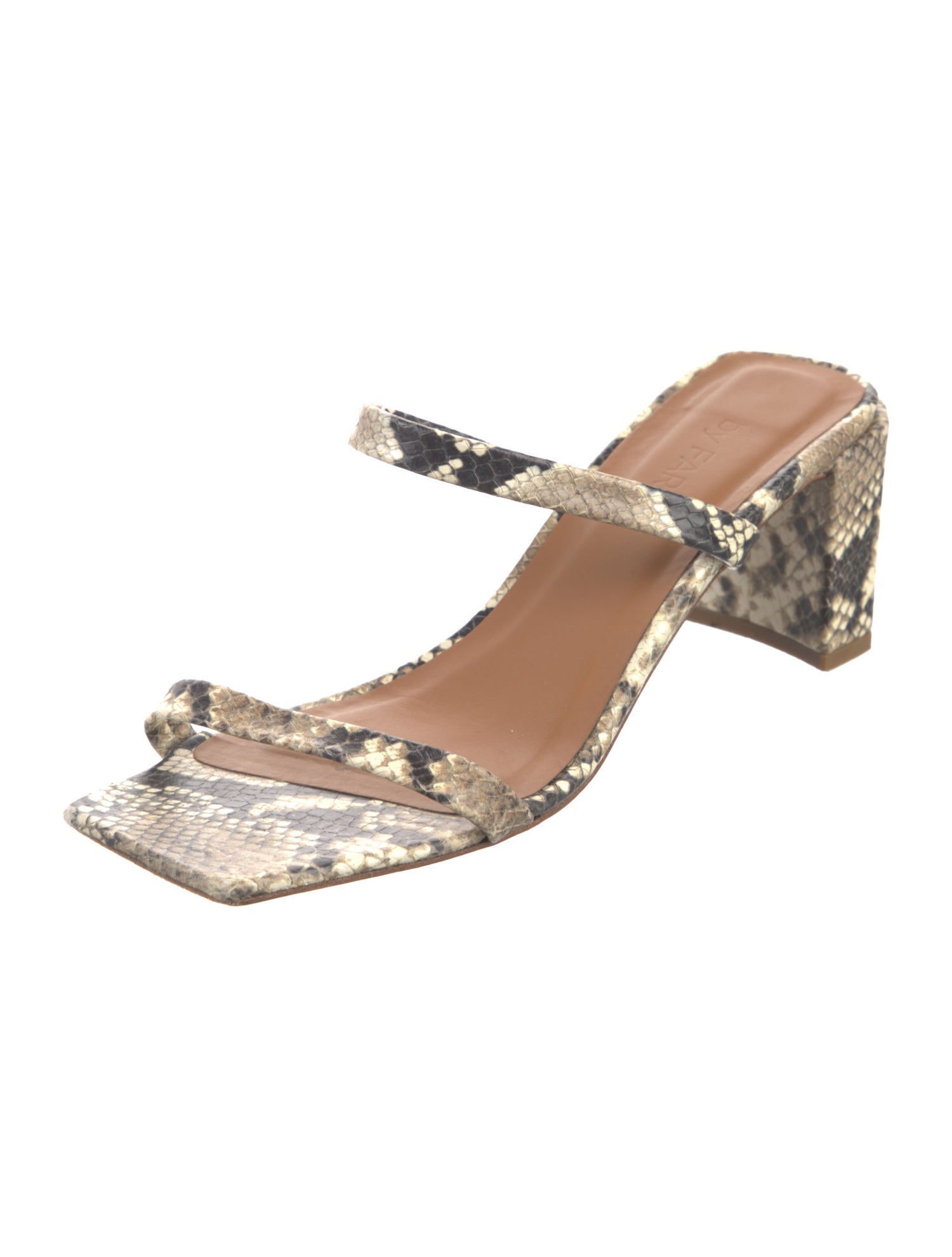 By Far Embossed Leather Animal Print Sandals