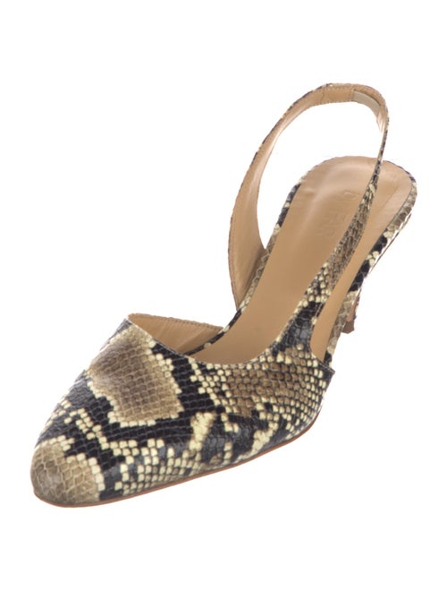 By Far Leather Animal Print Slingback Pumps