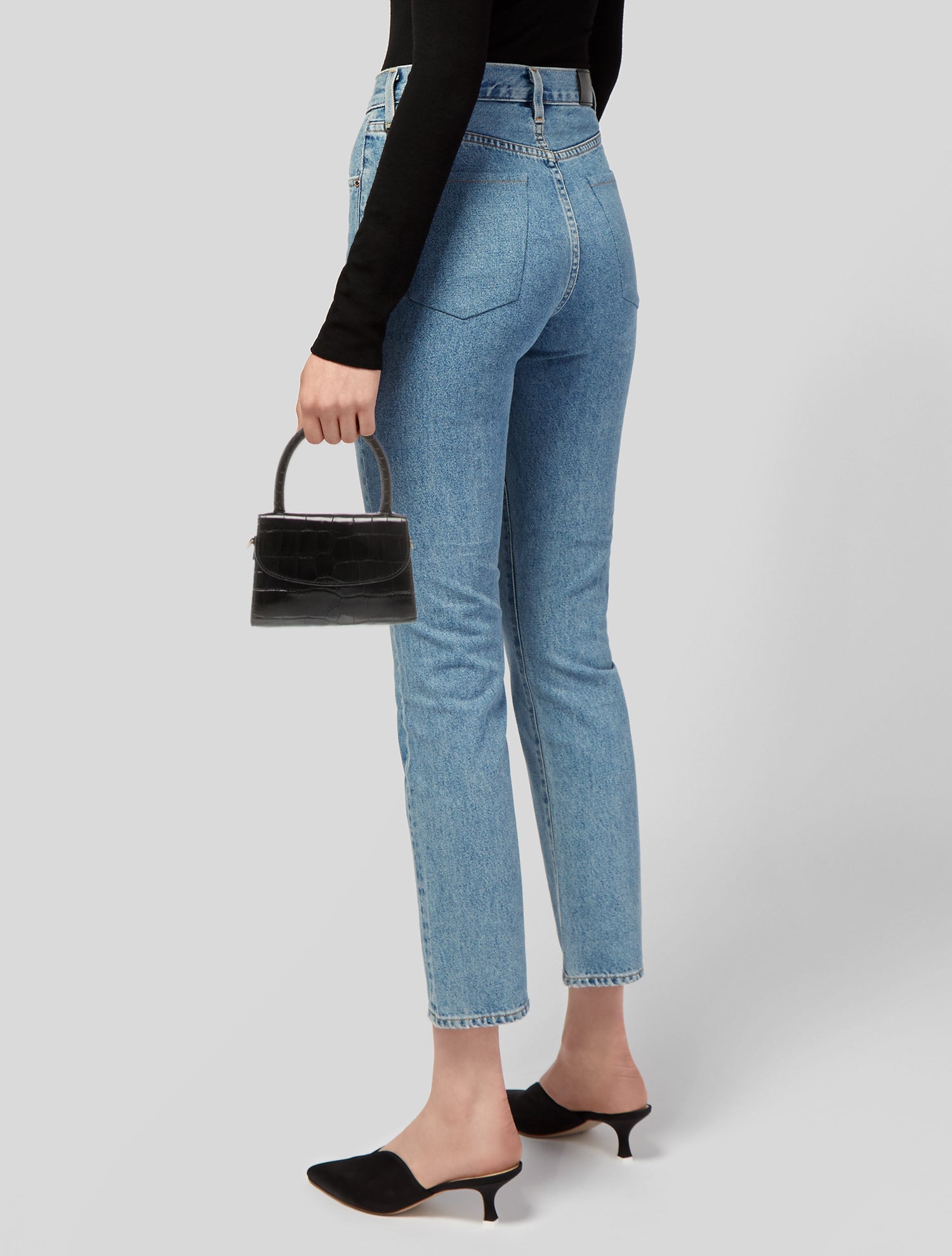 By Far Embossed Leather Top Handle Bag