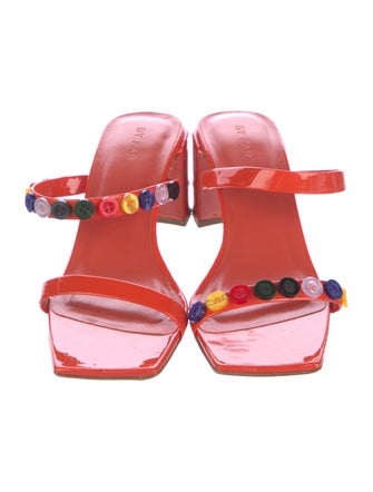 By Far Patent Leather Printed Slides