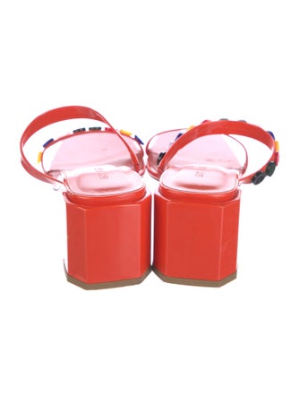 By Far Patent Leather Printed Slides