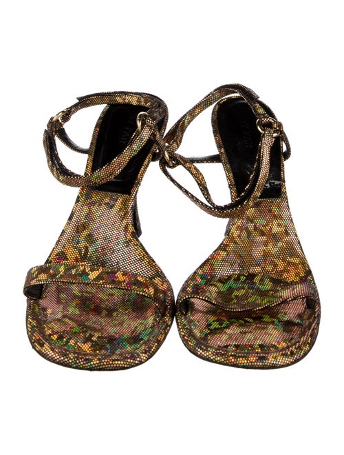 By Far Leather Animal Print Slingback Sandals