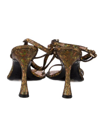 By Far Leather Animal Print Slingback Sandals