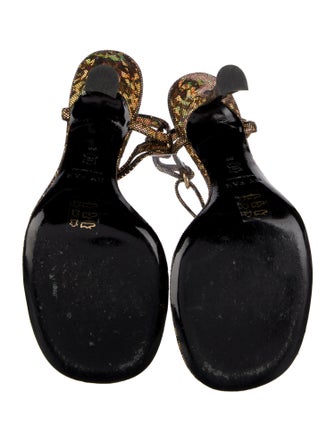 By Far Leather Animal Print Slingback Sandals