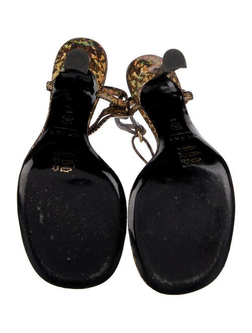 By Far Leather Animal Print Slingback Sandals