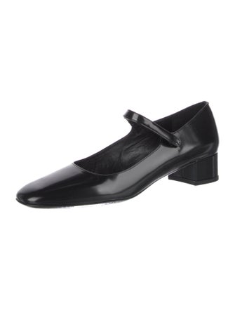 By Far Ginny Black Semi Patent Leather Pumps