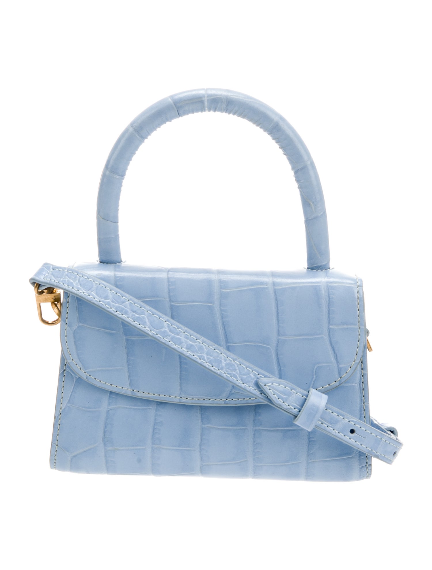 By Far Embossed Leather Top Handle Bag