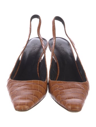 By Far Leather Animal Print Slingback Pumps