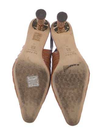 By Far Leather Animal Print Slingback Pumps