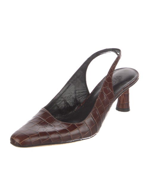 By Far Embossed Leather Slingback Pumps
