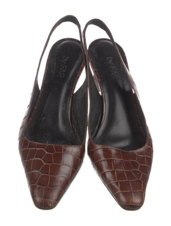 By Far Embossed Leather Slingback Pumps