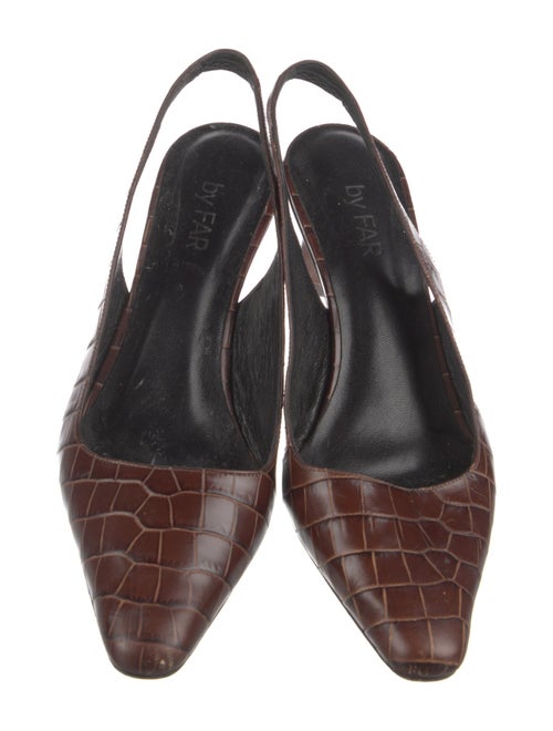 By Far Embossed Leather Slingback Pumps