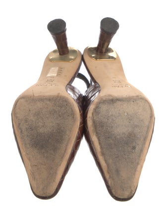 By Far Embossed Leather Slingback Pumps