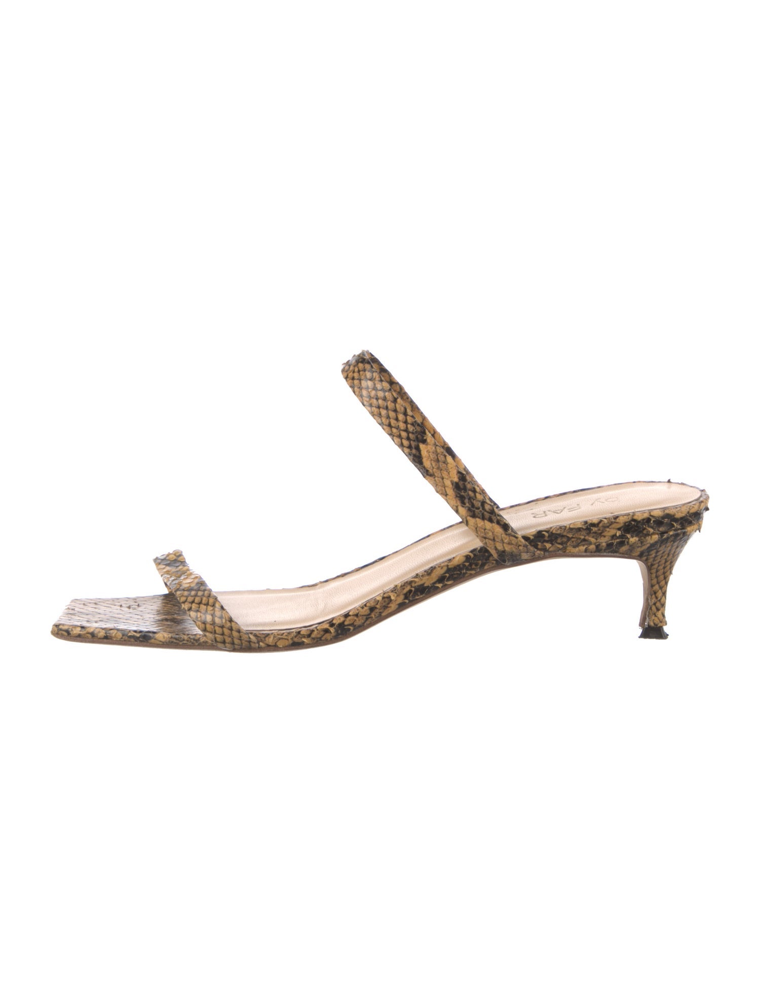 By Far Snakeskin Animal Print Slides