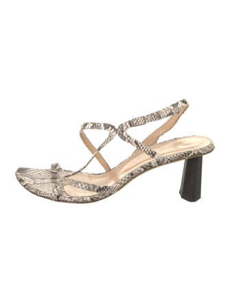 By Far Leather Animal Print Slingback Sandals