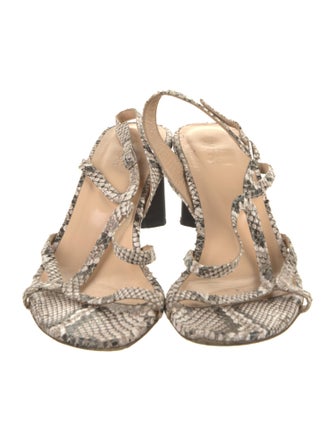 By Far Leather Animal Print Slingback Sandals