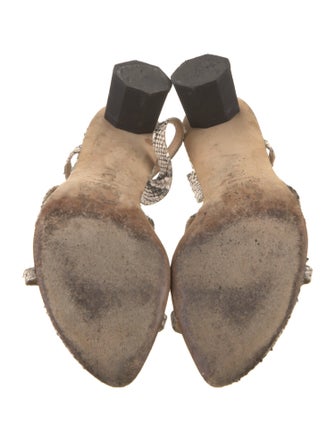 By Far Leather Animal Print Slingback Sandals