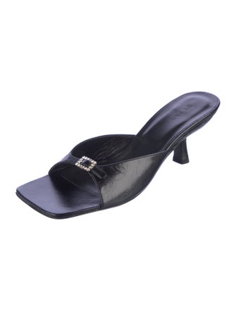 By Far Leather Crystal Embellishments Slides