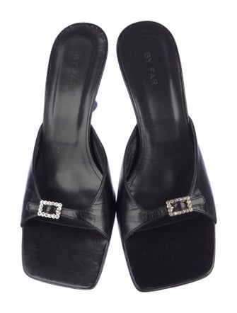 By Far Leather Crystal Embellishments Slides