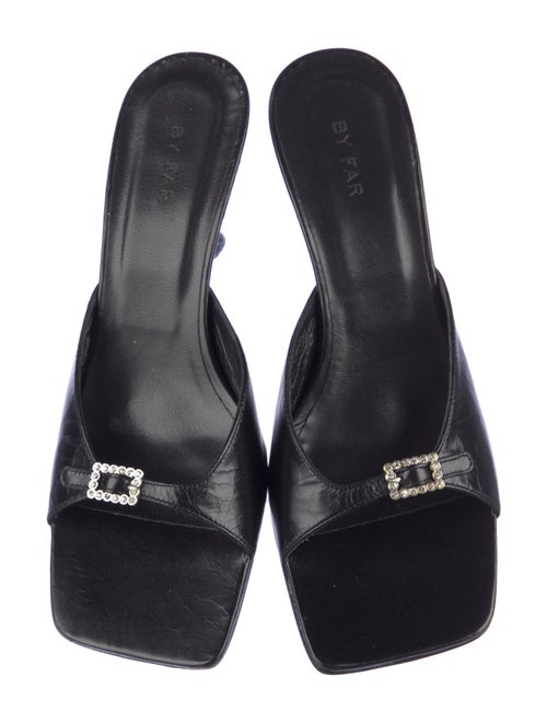 By Far Leather Crystal Embellishments Slides