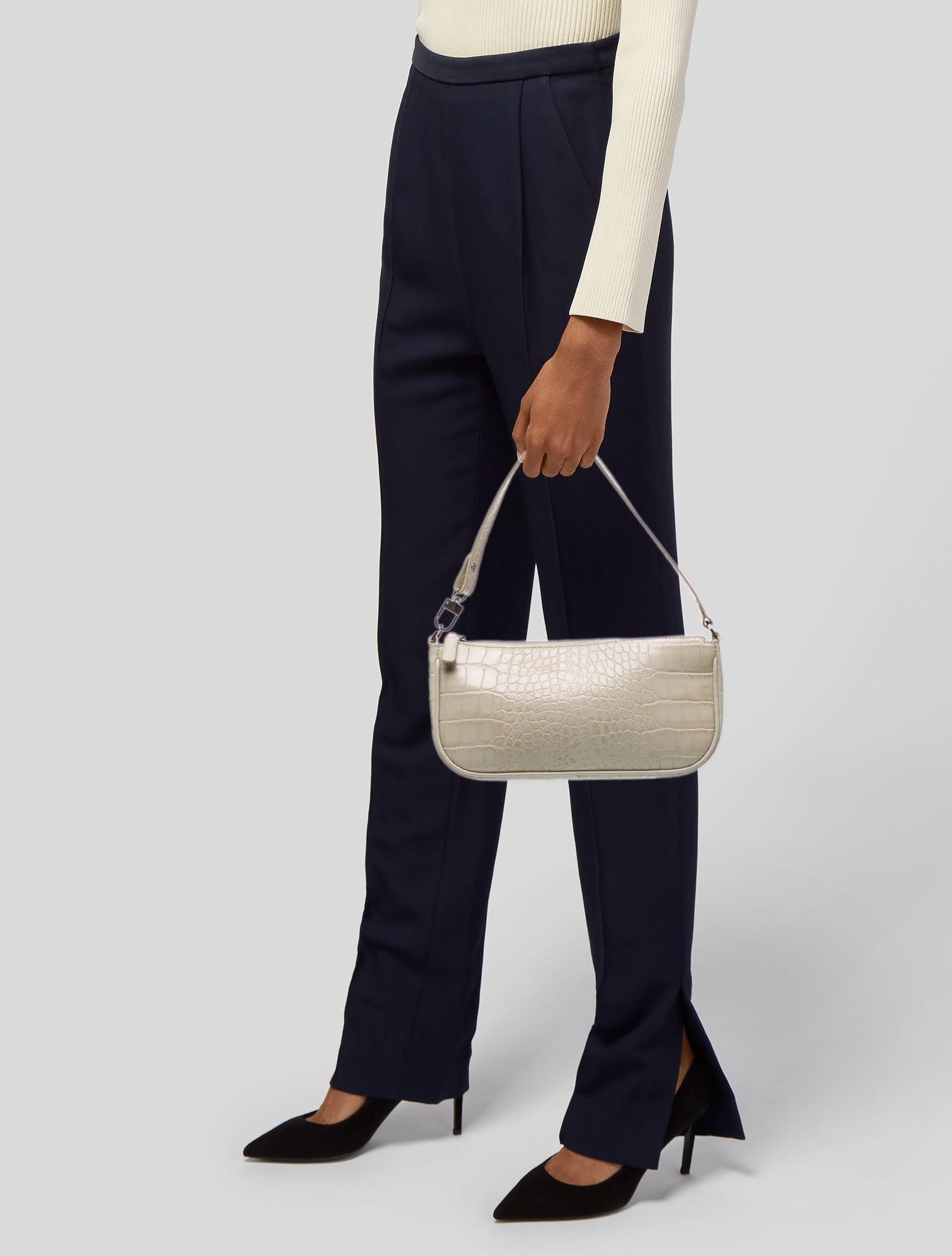 By Far Embossed Leather Shoulder Bag