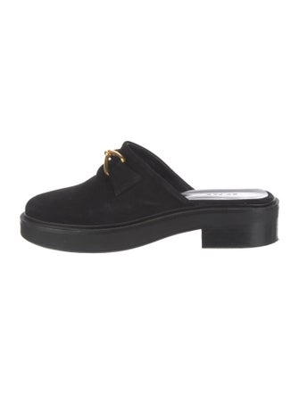 By Far Suede Chain-Link Accents Mules