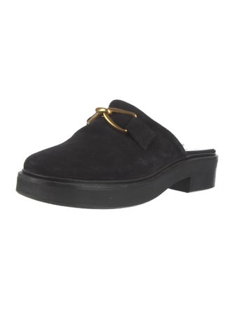 By Far Suede Chain-Link Accents Mules