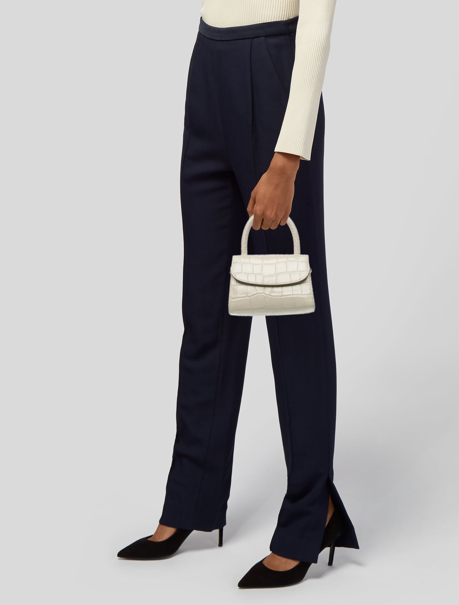 By Far Embossed Leather Top Handle Bag