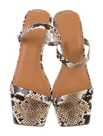 By Far Embossed Leather Animal Print Slides