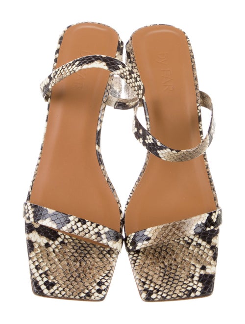 By Far Embossed Leather Animal Print Slides