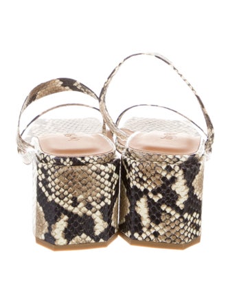 By Far Embossed Leather Animal Print Slides