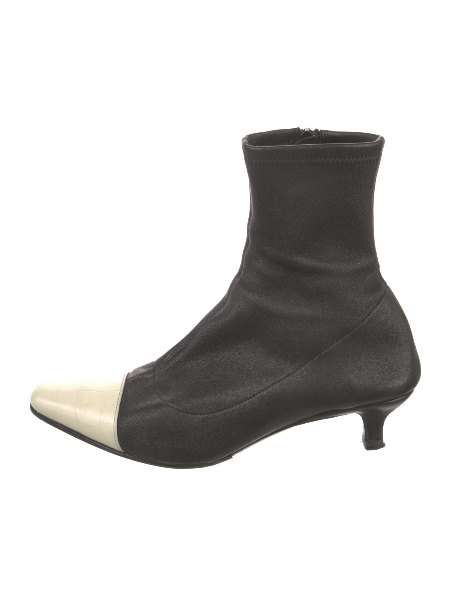 By Far Leather Colorblock Pattern Sock Boots