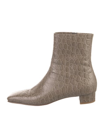 By Far Embossed Leather Animal Print Sock Boots